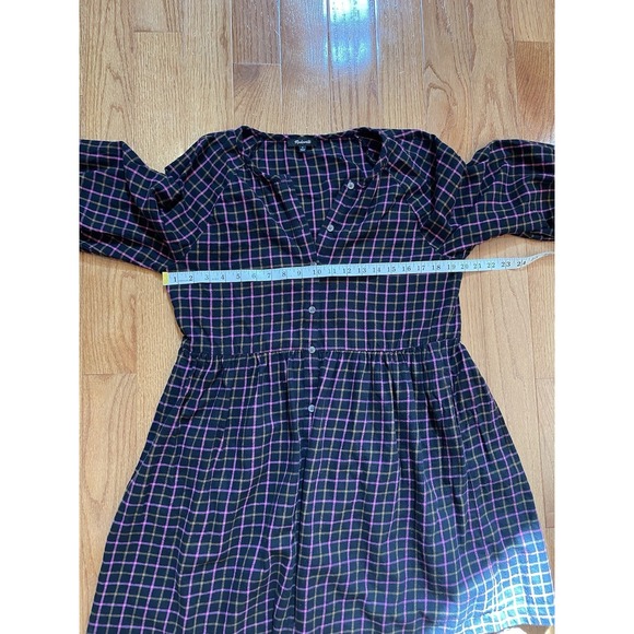 MADEWELL‎ Plaid Flannel Raglan Button-Front Shirtdress Boho women's 6 oversized - Picture 5 of 8